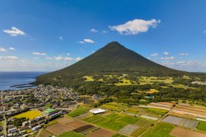 鹿児島県の開聞岳の麓に広がる畑